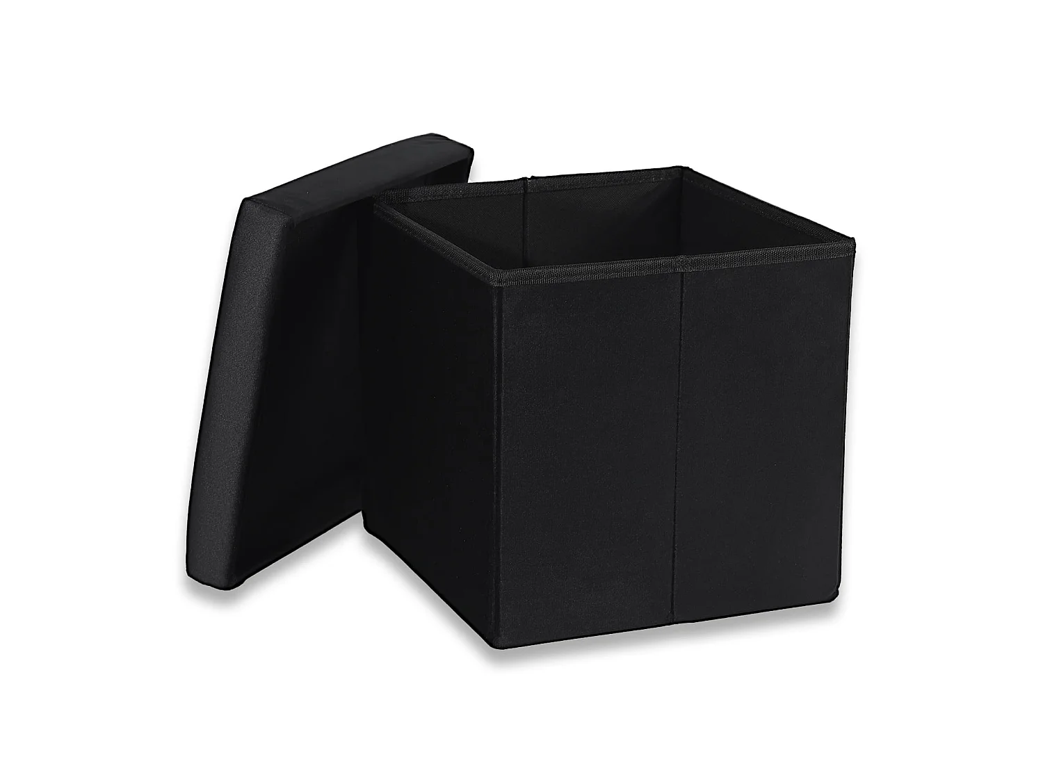 Pouf pliable de rangement en velours noir M 30x30x30 cm