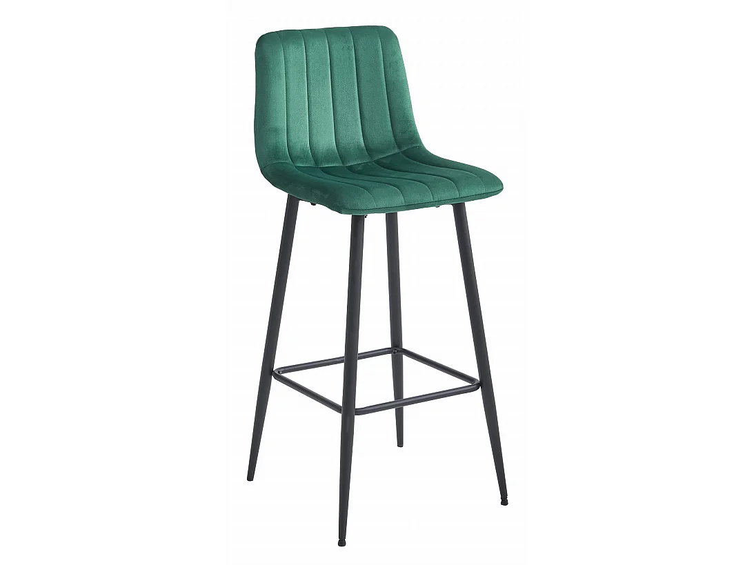 Tabouret de bar POZZA velours vert foncé pieds noirs 3 pièces 104 cm