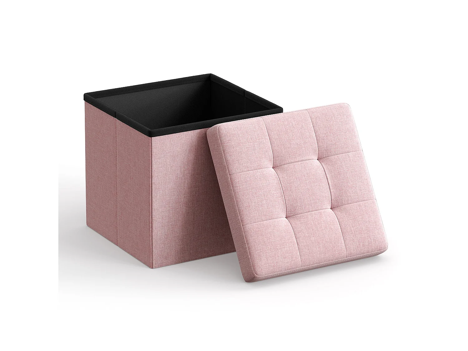 Pouf de rangement pliable en MDF rose 30x30x30 cm LSF028R01