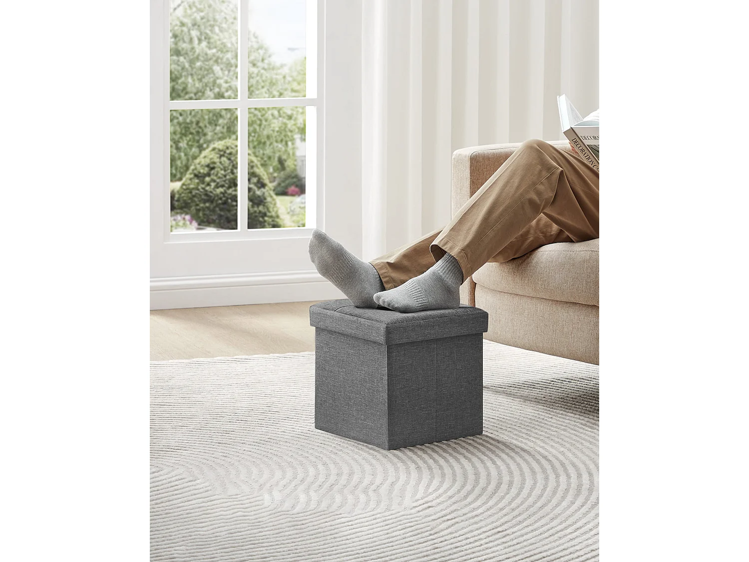 Aufbewahrungs-Hocker mit Stauraum MDF dunkelgrau 30x30x30 cm
