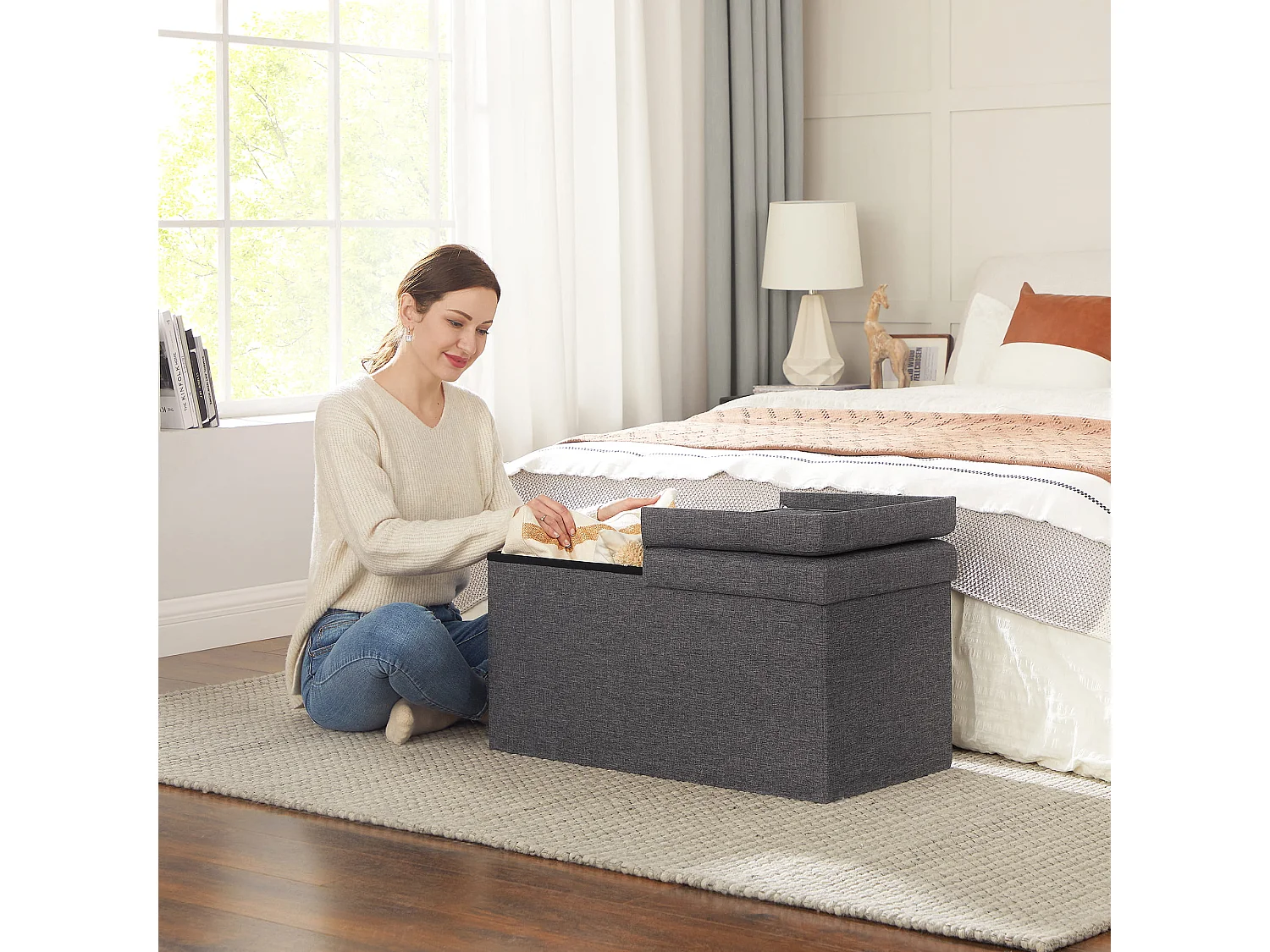 Opbergpoef MDF donkergrijs 76x38x38 cm LSF46GYZ