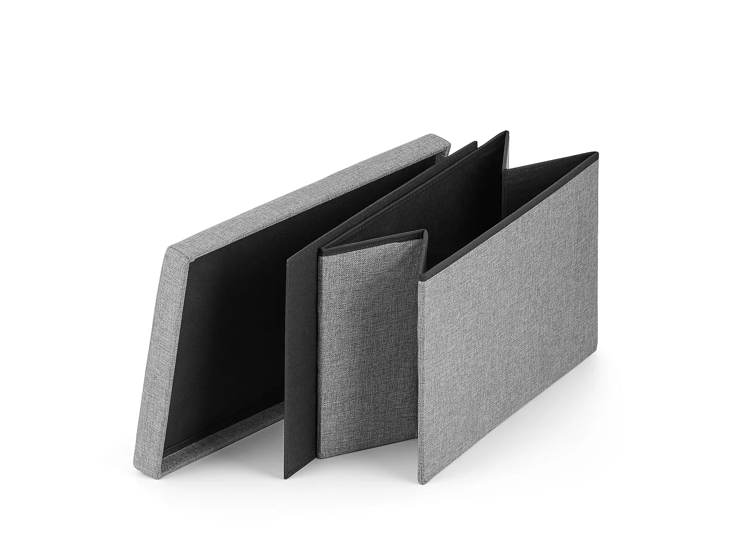 Pouf pliable de salon en tissu Oxford gris XL 60x38x38 cm