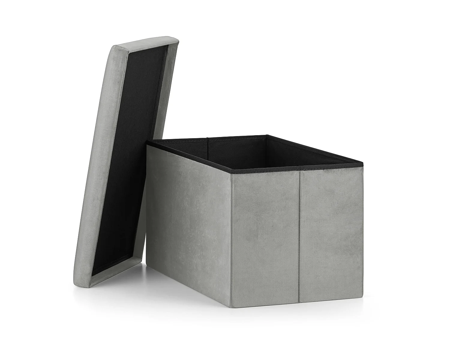 Pouf pliable XL en velours gris 60x38x38 cm