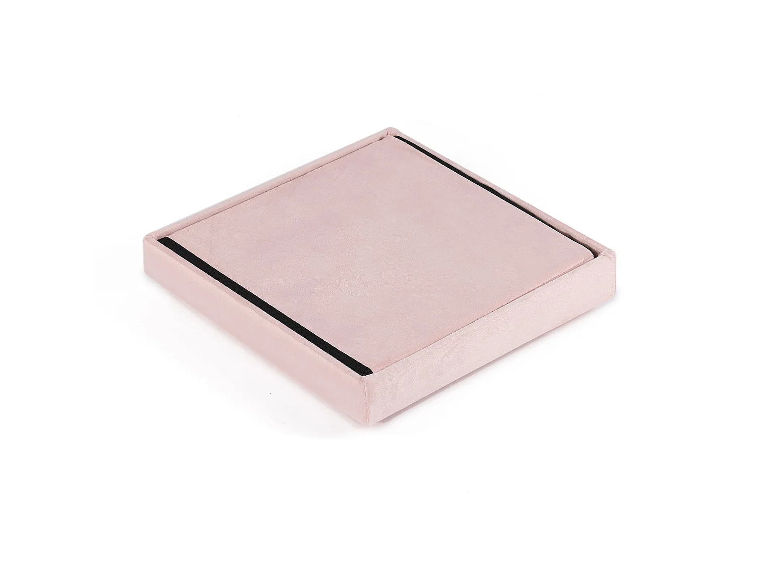 Pouf pliable avec rangement en velours rose M 30x30x30 cm