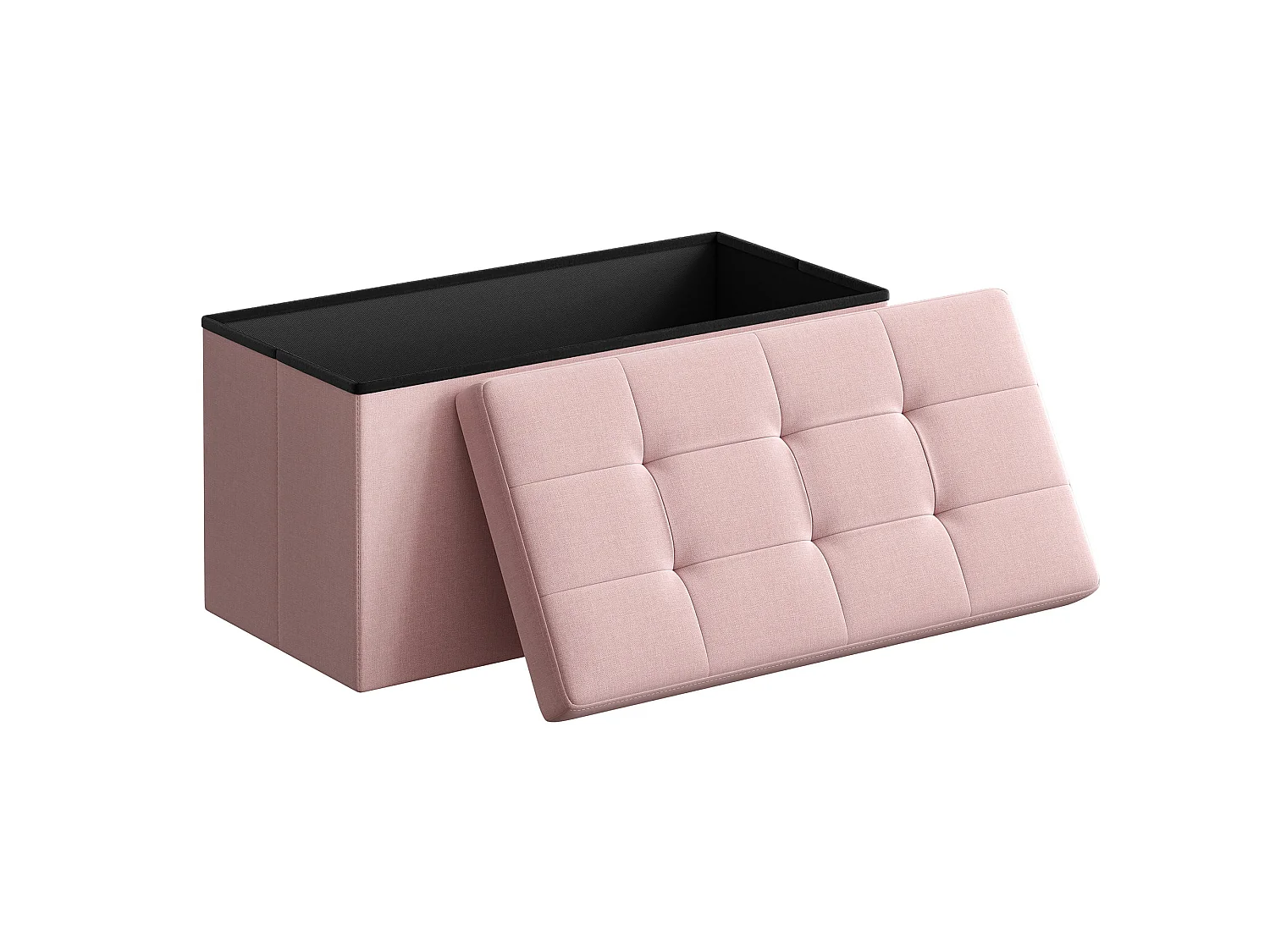 Pouf de rangement pour salon chambre entrée MDF rose 76x38x38 cm