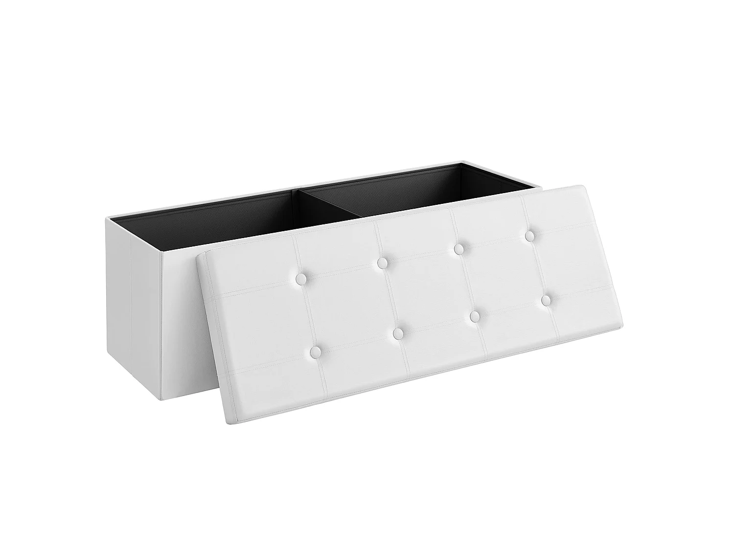 Pouf de rangement pliable en MDF blanc 110x38x38 cm LSF702V1