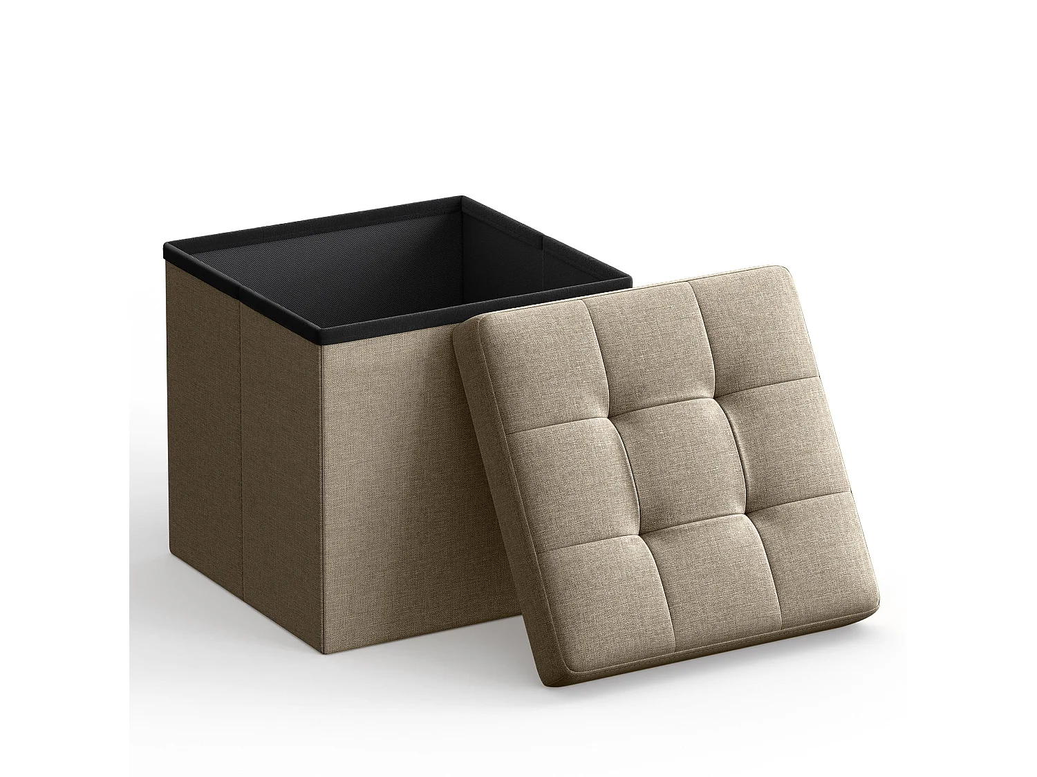 Pouf de rangement pliable en MDF beige 30x30x30 cm LSF028K01