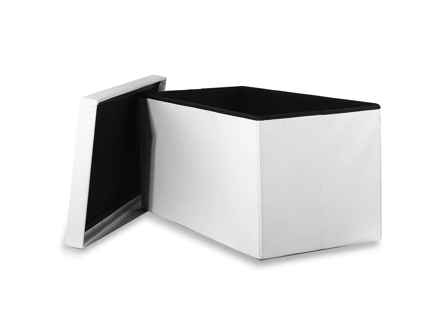 Pouf pliable XXL à boutons en similicuir blanc 80x40x40 cm