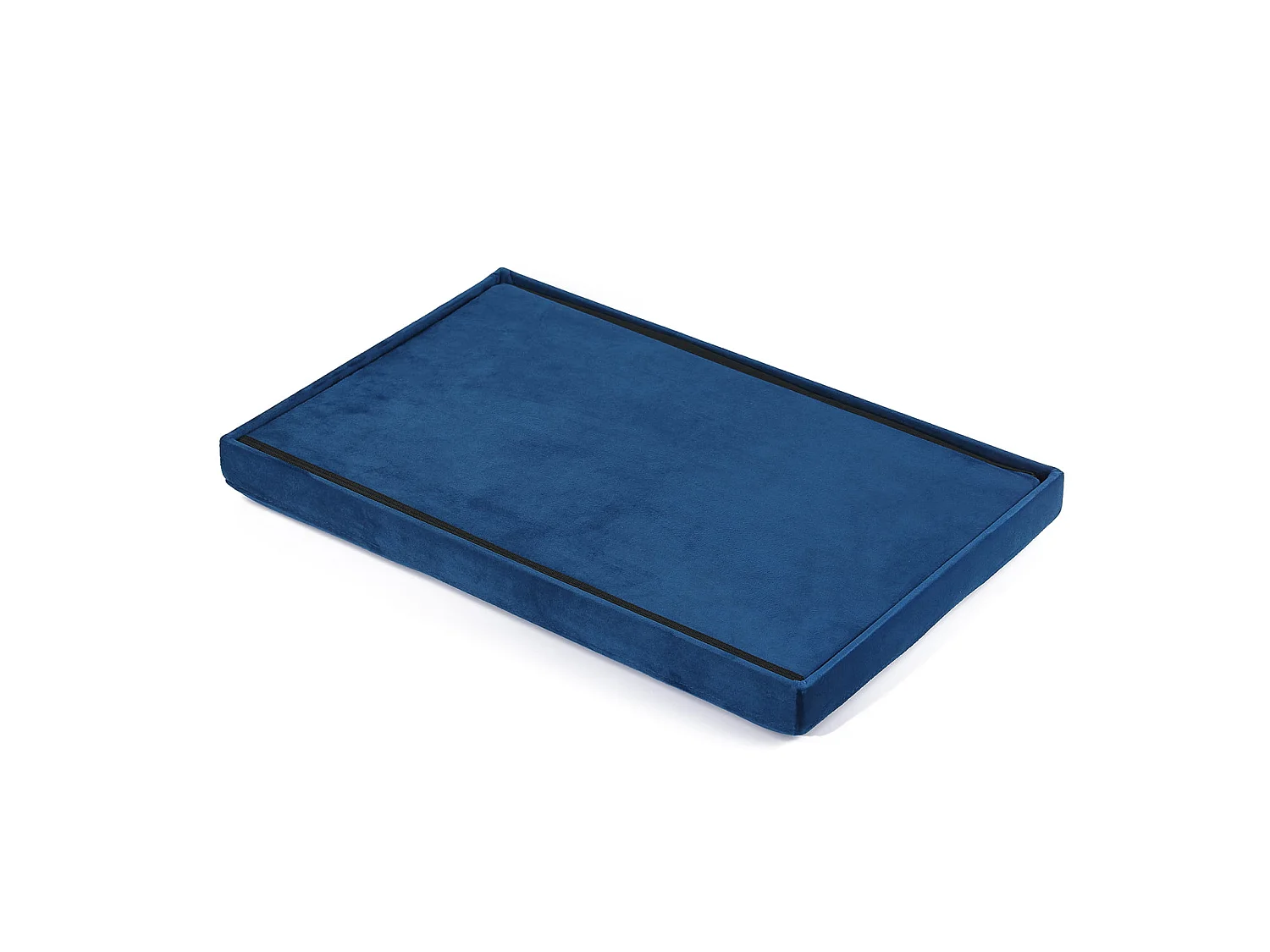 Pouf coffre pliable XL à boutons velours bleu marine 60x38x38 cm