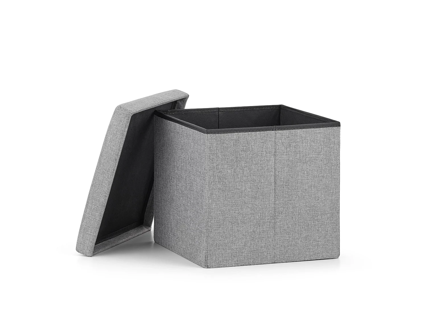 Pouf pliable avec rangement en panneau de particules gris 38x38x38 cm