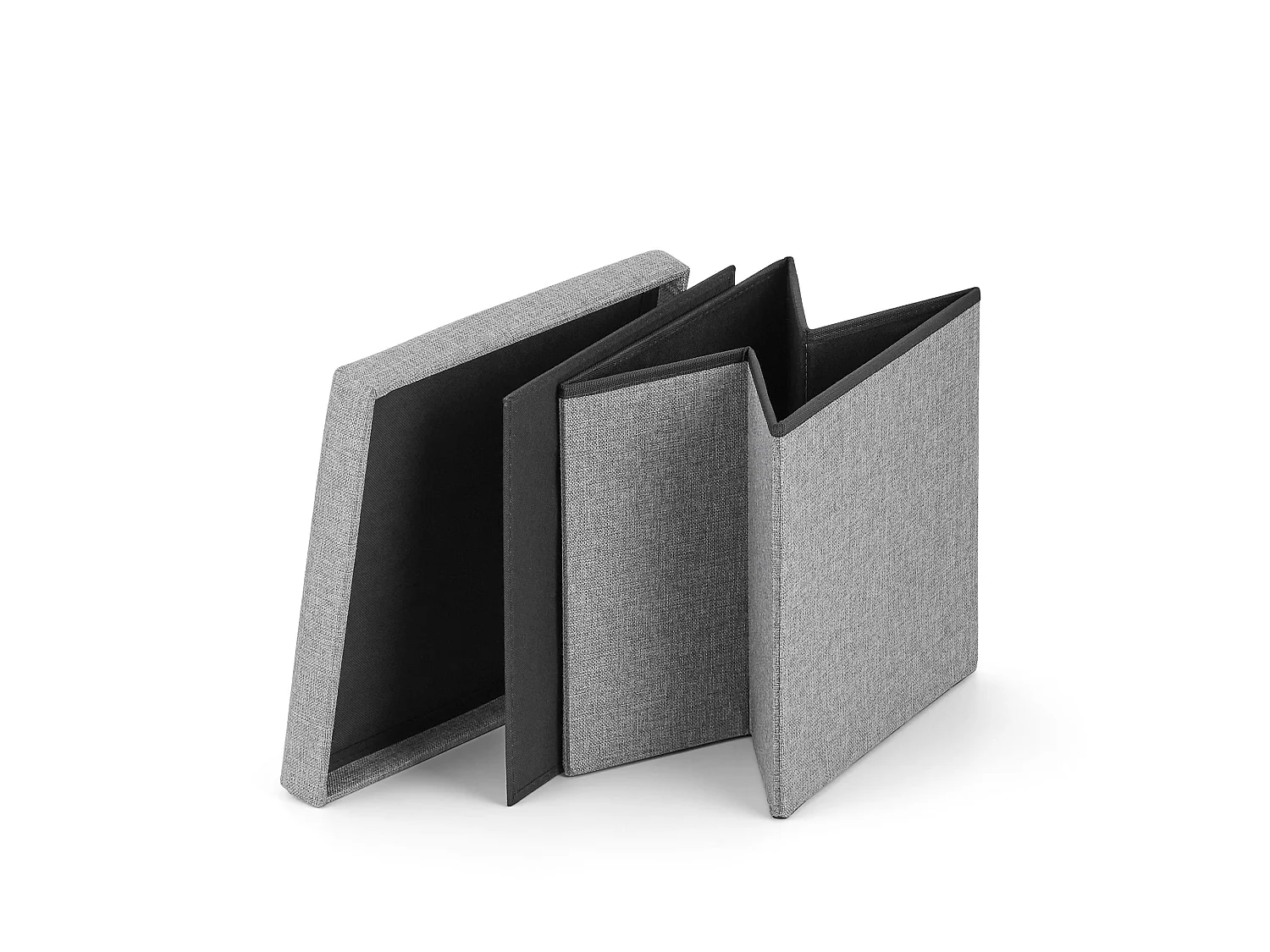 Pouf pliable avec rangement en panneau de particules gris 38x38x38 cm