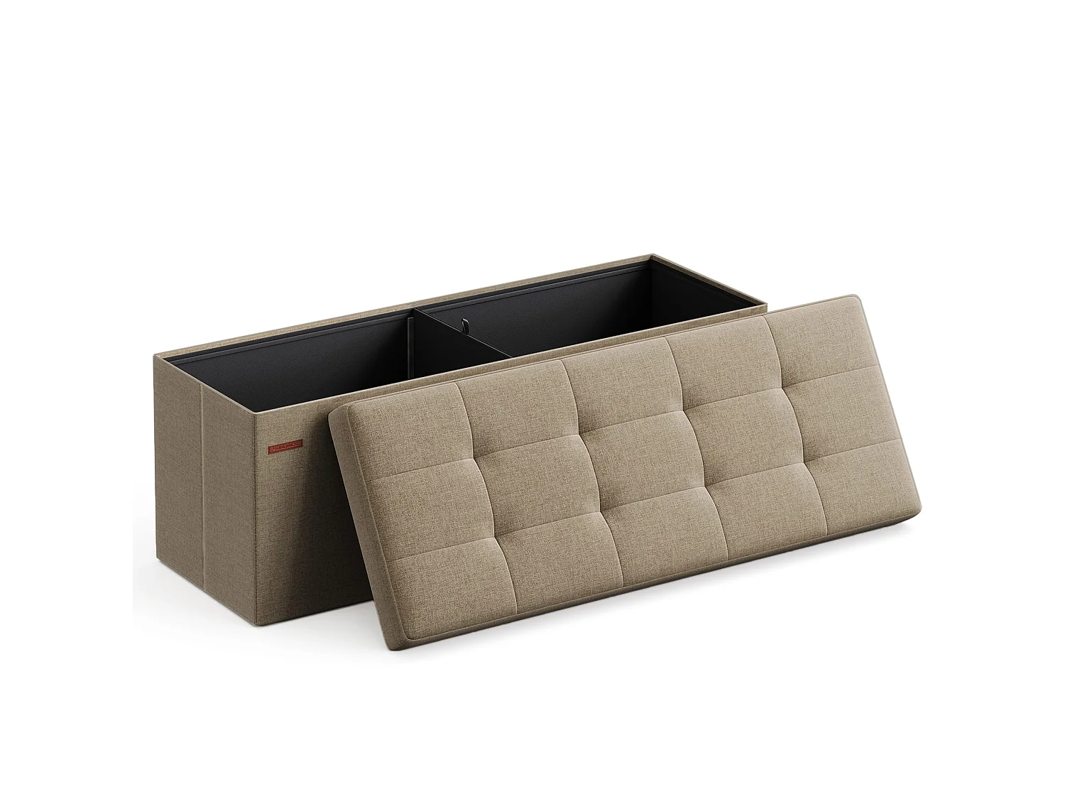 Opbergpoef met deksel MDF licht taupe 110x38x38 cm
