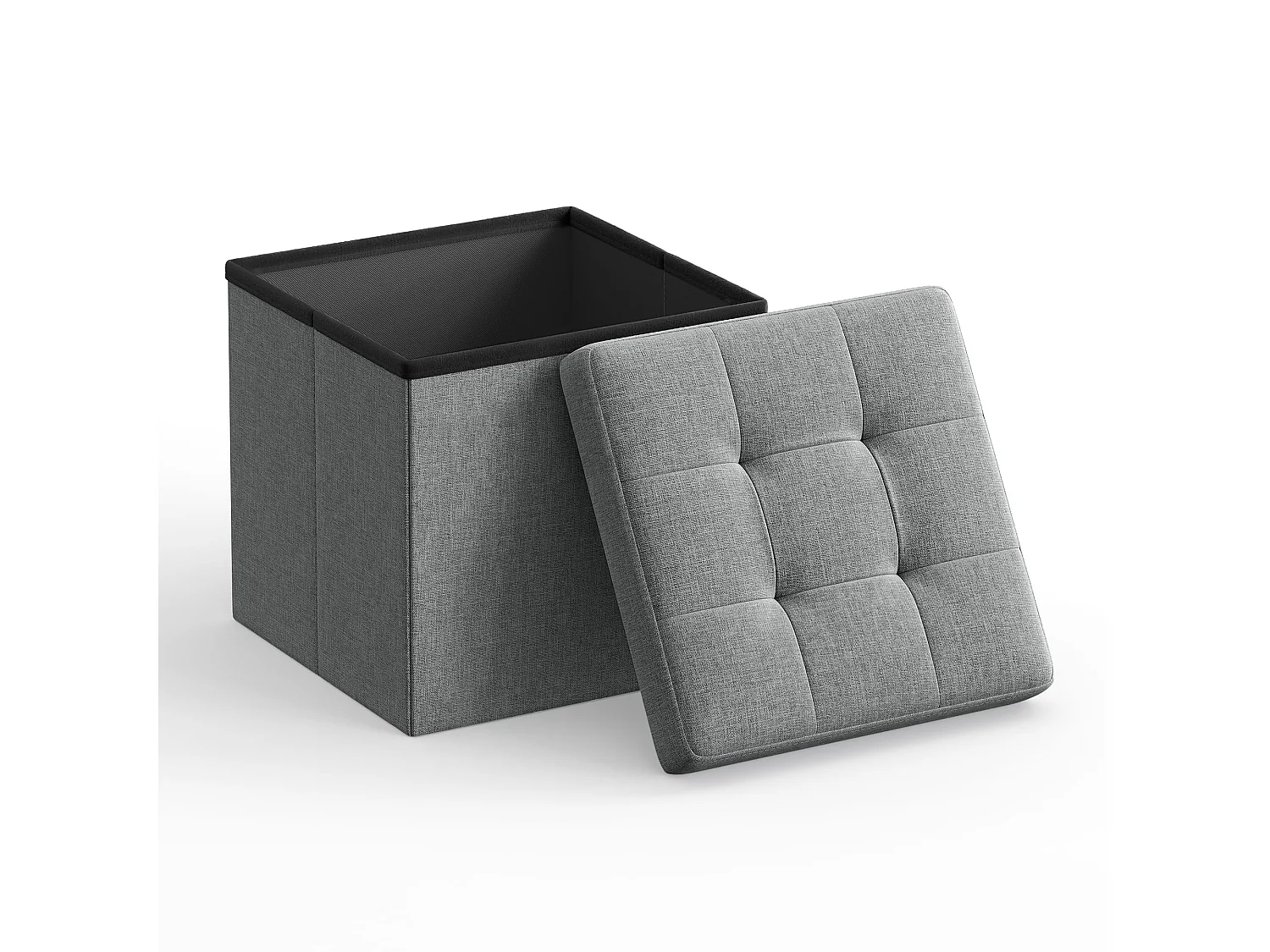 Pouf de rangement pliable MDF gris clair 30x30x30 cm