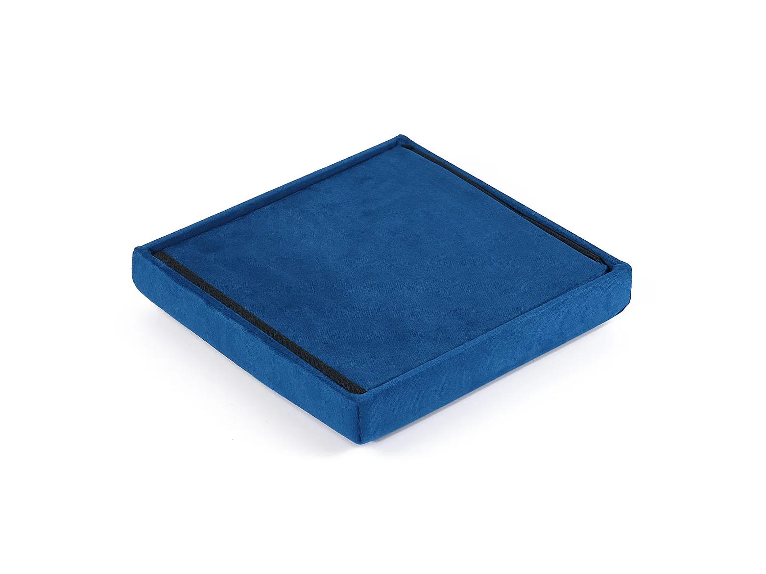 Pouf pliable avec rangement velours bleu marine M 30x30x30 cm