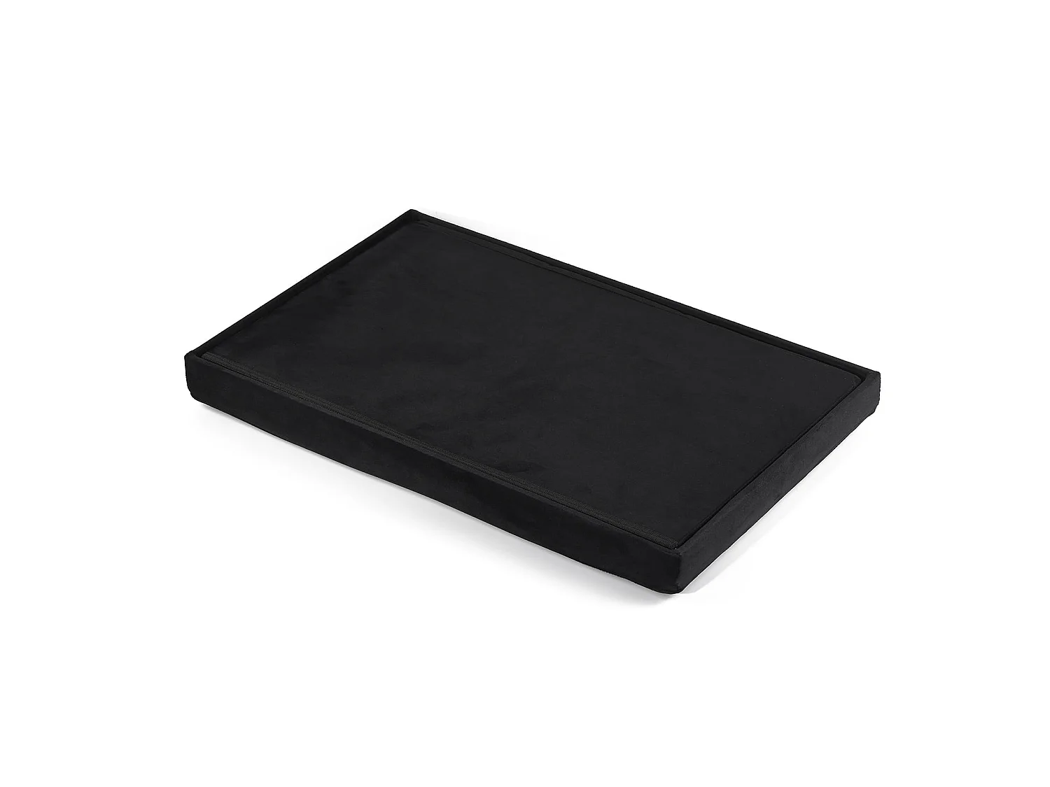 Pouf pliable coffre de rangement XL en velours noir 60x38x38 cm