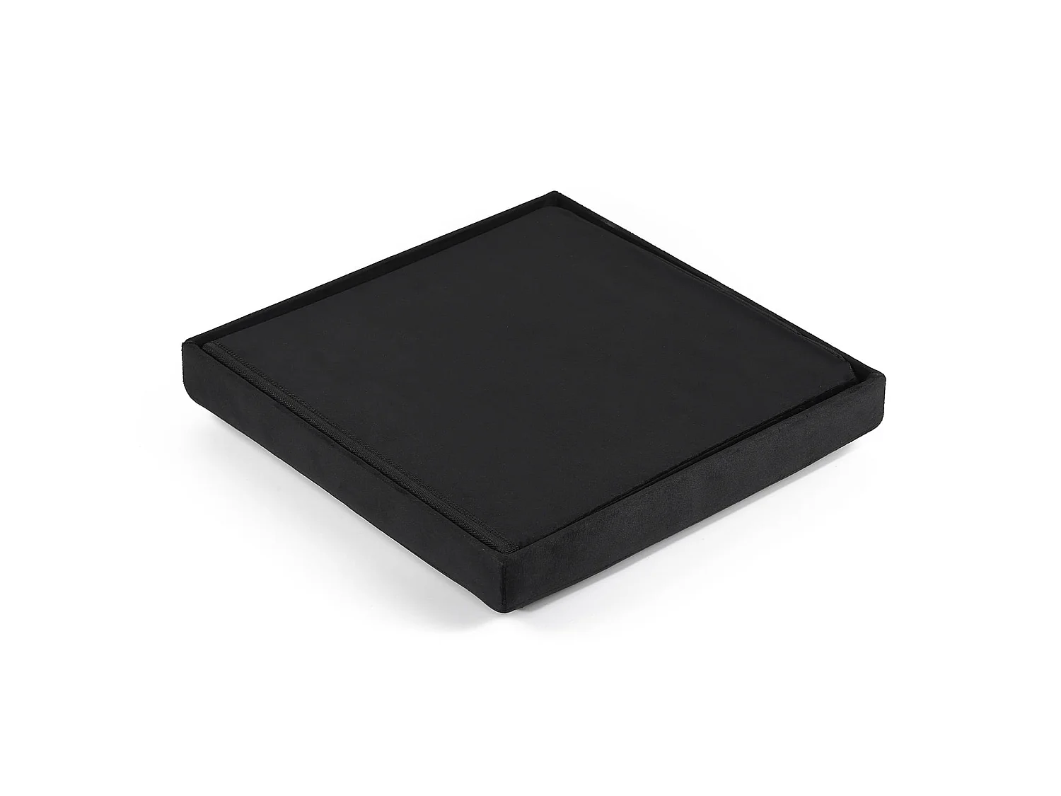Pouf pliable avec coffre en velours noir 38x38x38 cm