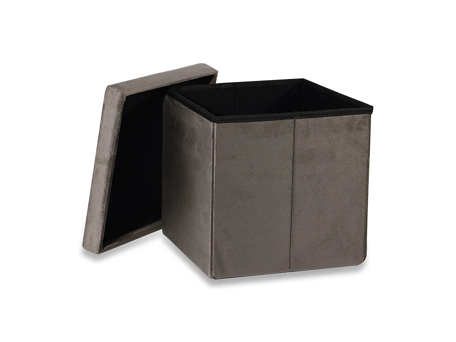 Opvouwbare poef met opbergruimte fluweel bruin 30x30x30 cm