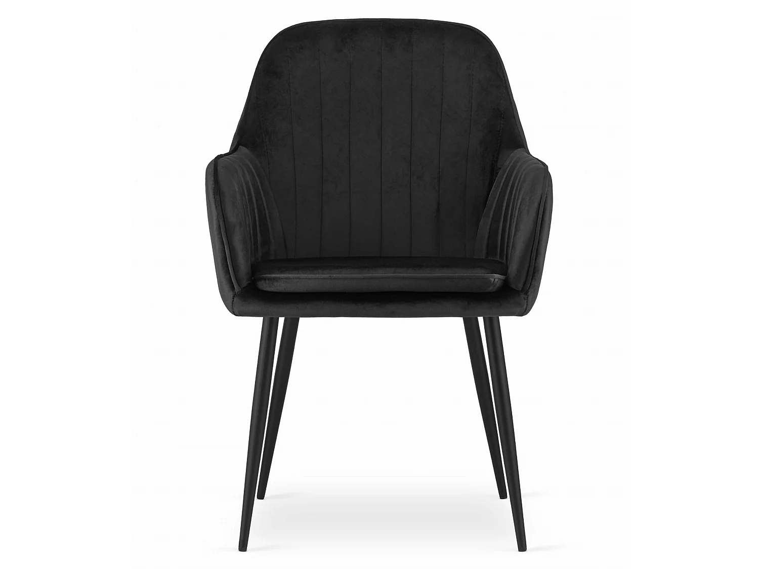 Chaise de salle à manger et cuisine LUGO en velours noir, pieds noirs x 2