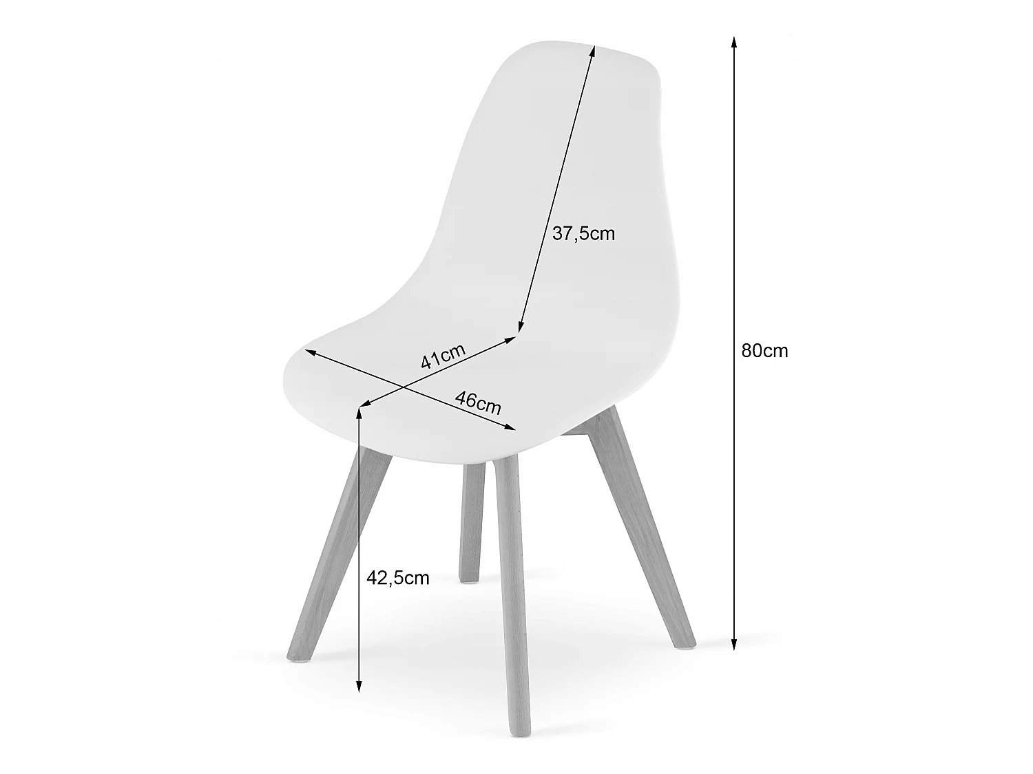 Chaise de salle à manger et cuisine KITO transparente pieds naturels 80x46x54,5 cm