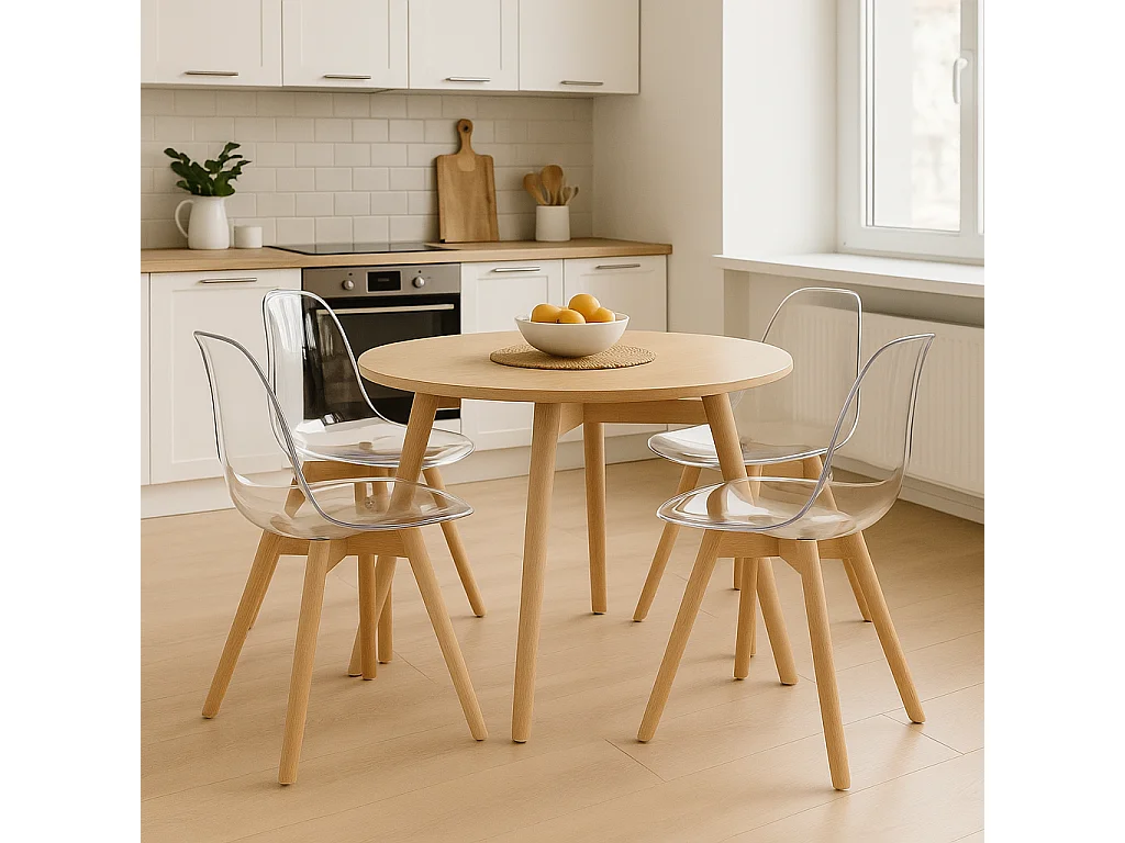 Chaise de salle à manger et cuisine KITO transparente pieds naturels 80x46x54,5 cm
