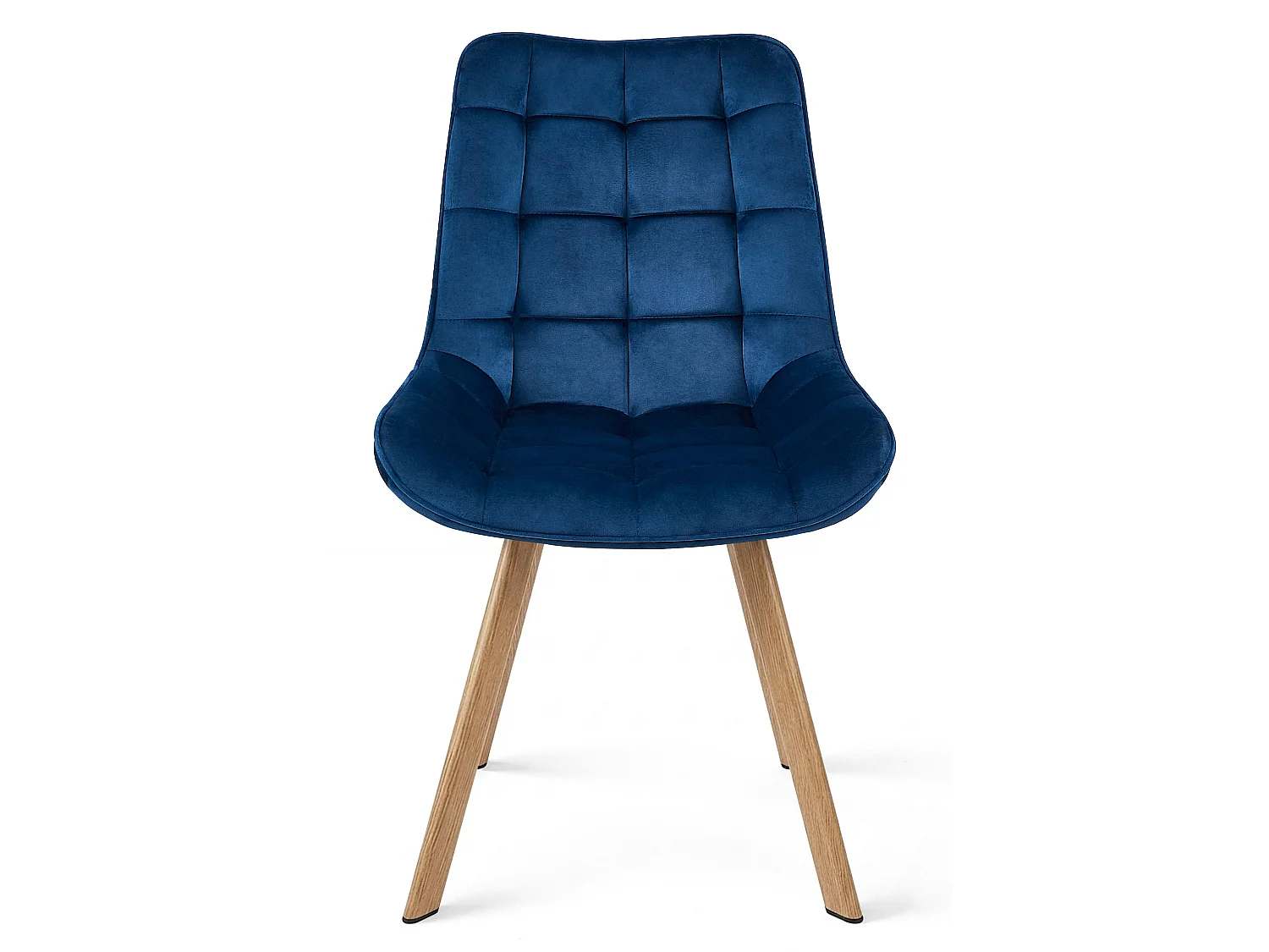 Chaise de salle à manger en velours bleu marine, pieds noirs, 86x53x59 cm