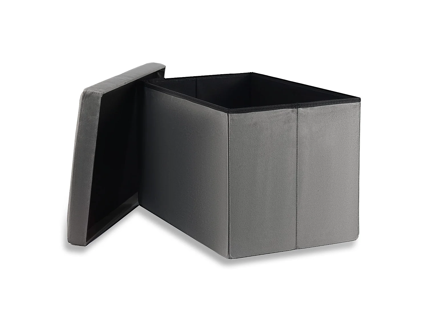 Pouf pliable de salon avec boutons en velours gris 60x38x38 cm