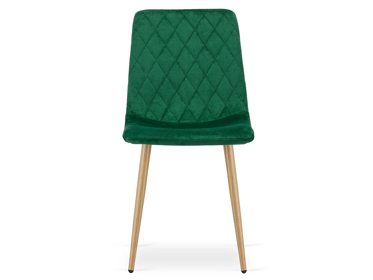 Chaise de salle à manger et cuisine en velours vert foncé pieds effet bois TURIN x 3