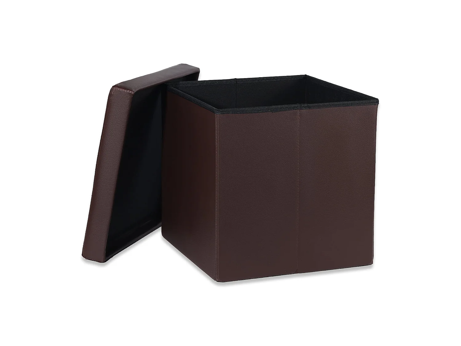 Opvouwbare poef met knopen kunstleer bruin 38x38x38 cm