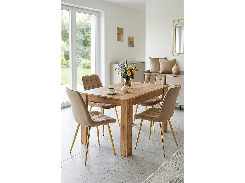 Esszimmerstuhl BERA Samt braun goldene Beine 54x60x88 cm