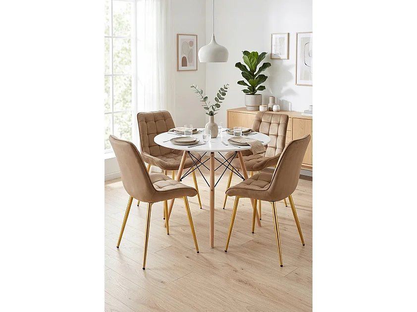 Esszimmerstuhl BERA Samt braun goldene Beine 54x60x88 cm