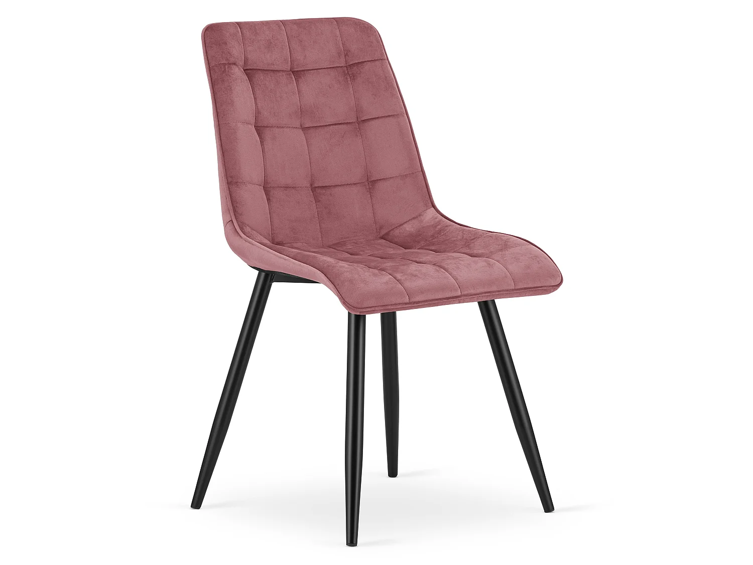 Chaise de salle à manger et cuisine SPLIT en velours rose foncé pieds noirs 88x49x60 cm