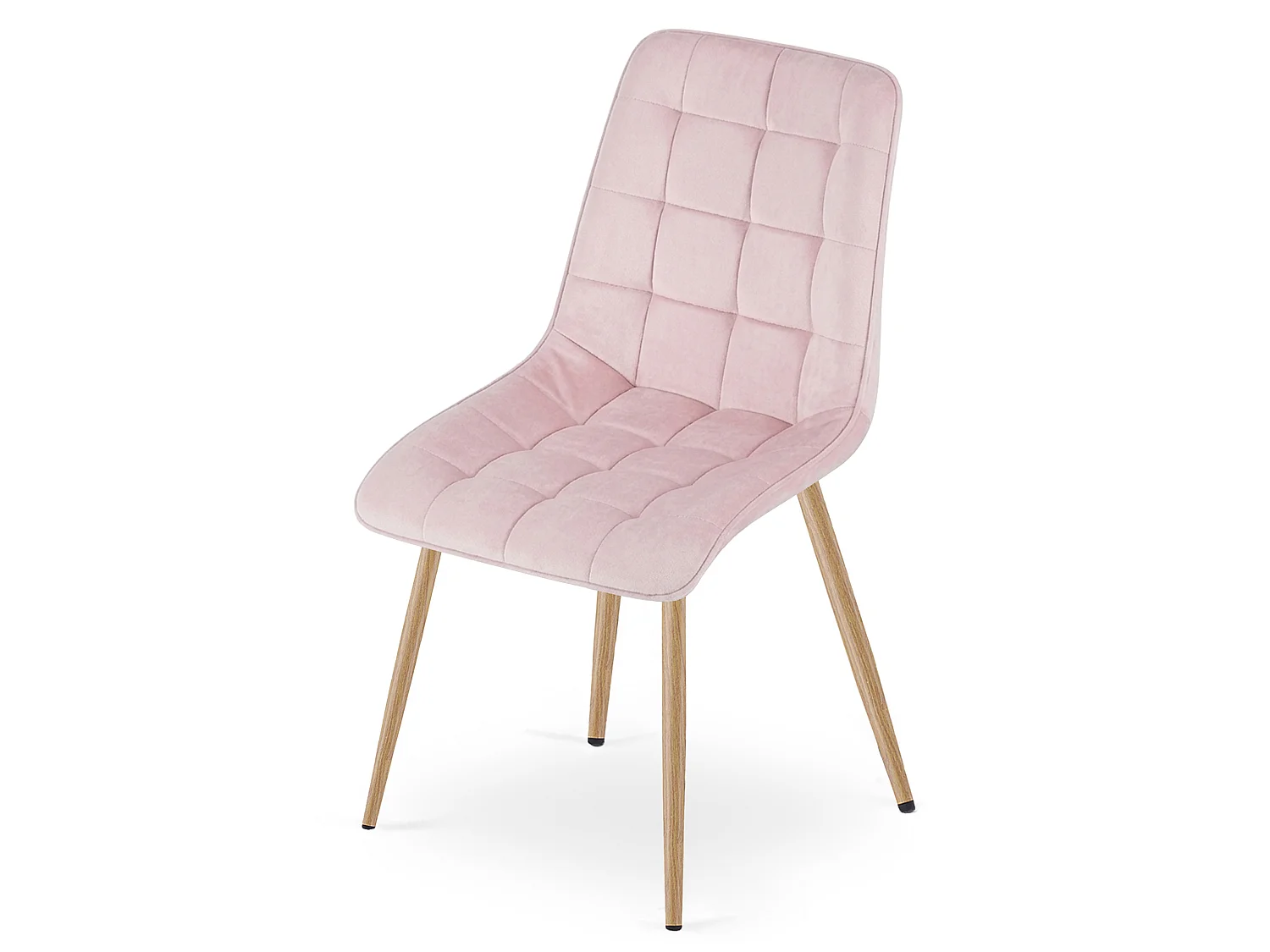 Chaise de salle à manger et cuisine en velours rose clair pieds chêne 88x49x60 cm