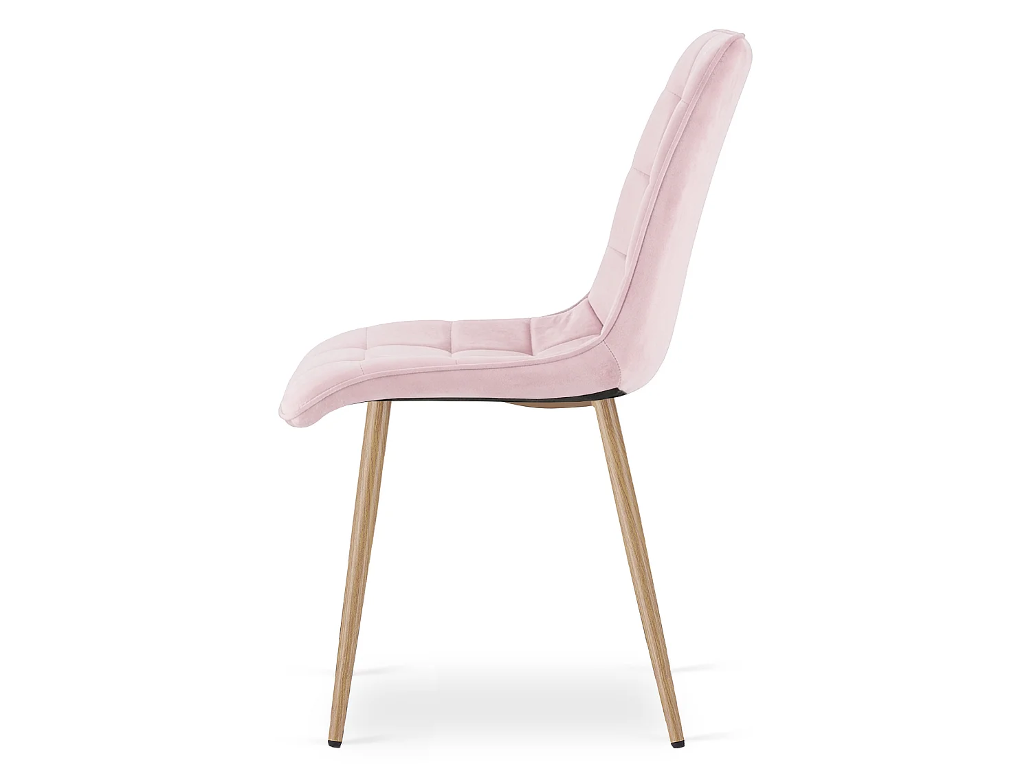 Chaise de salle à manger et cuisine en velours rose clair pieds chêne 88x49x60 cm