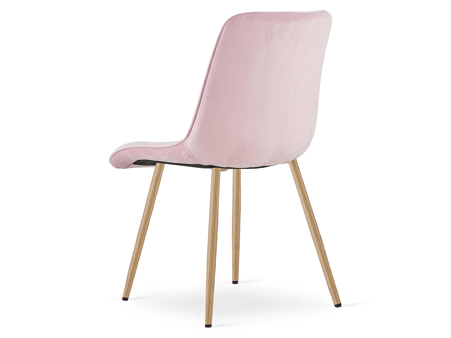 Chaise de salle à manger et cuisine en velours rose clair pieds chêne 88x49x60 cm