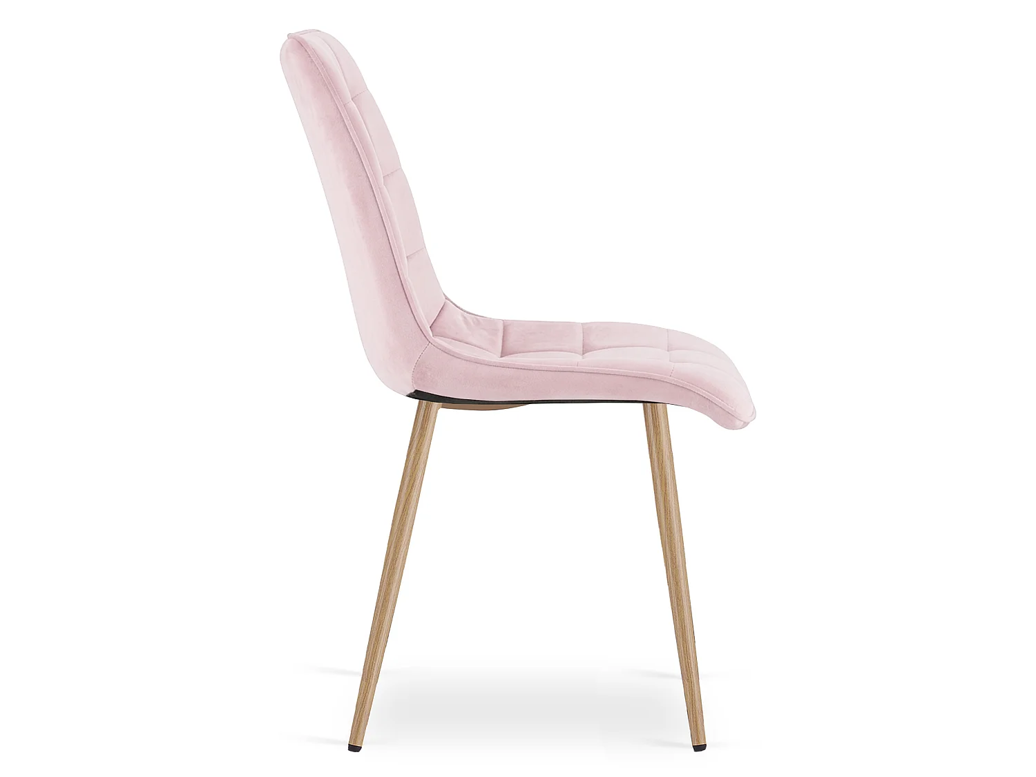 Chaise de salle à manger et cuisine en velours rose clair pieds chêne 88x49x60 cm