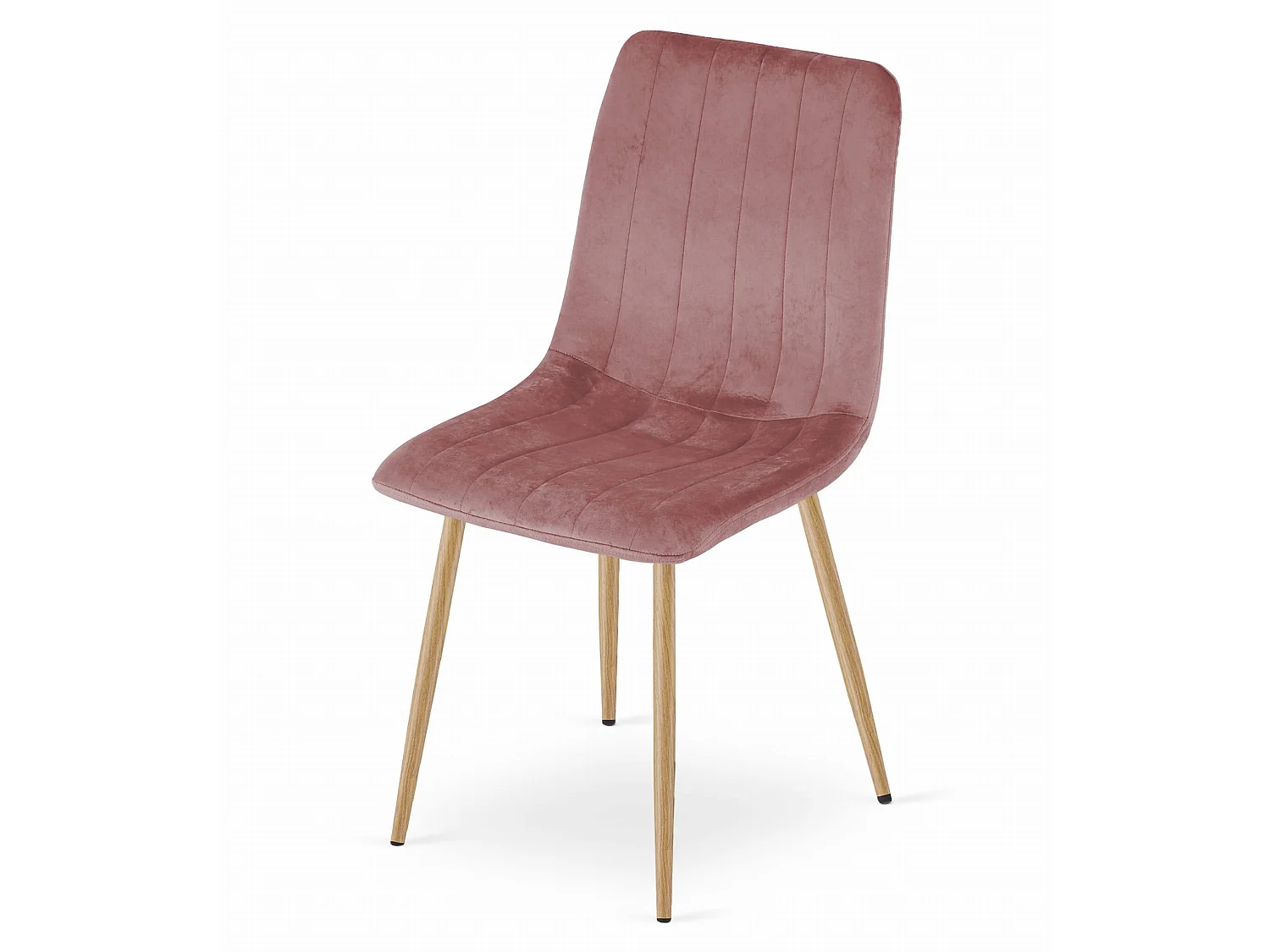 Chaise de salle à manger et cuisine LAVA en velours rose, pieds couleur bois x 2