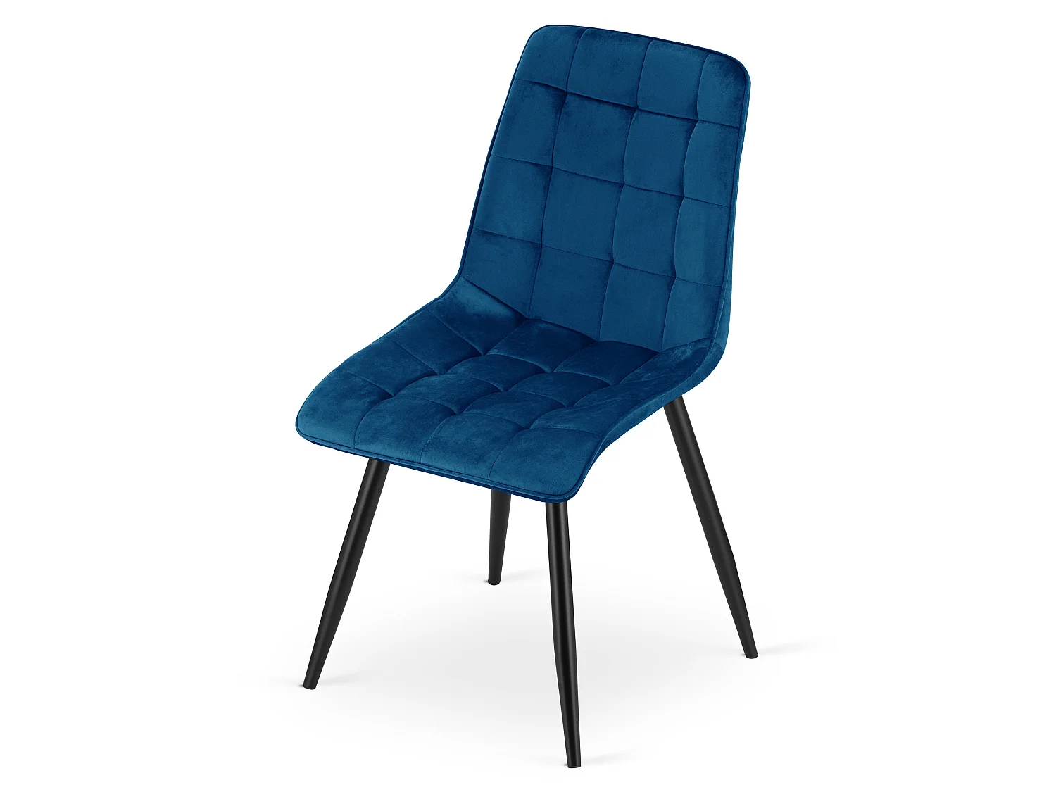 Chaise de salle à manger et cuisine SPLIT en velours bleu marine, pieds noirs 88x49x60 cm