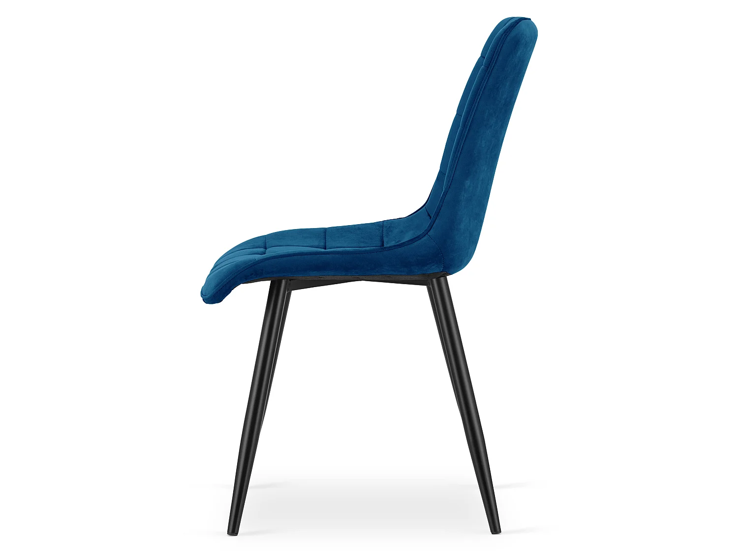 Chaise de salle à manger et cuisine SPLIT en velours bleu marine, pieds noirs 88x49x60 cm