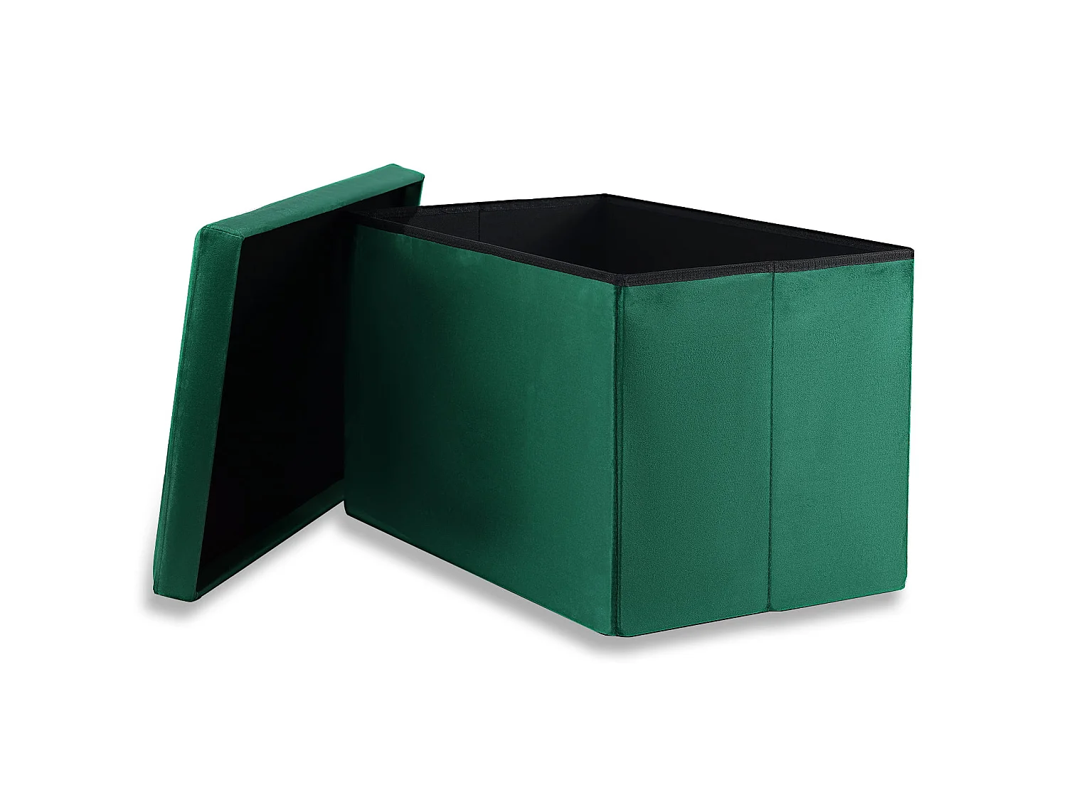 Pouf de salon pliable XL à boutons en velours vert 60x38x38 cm