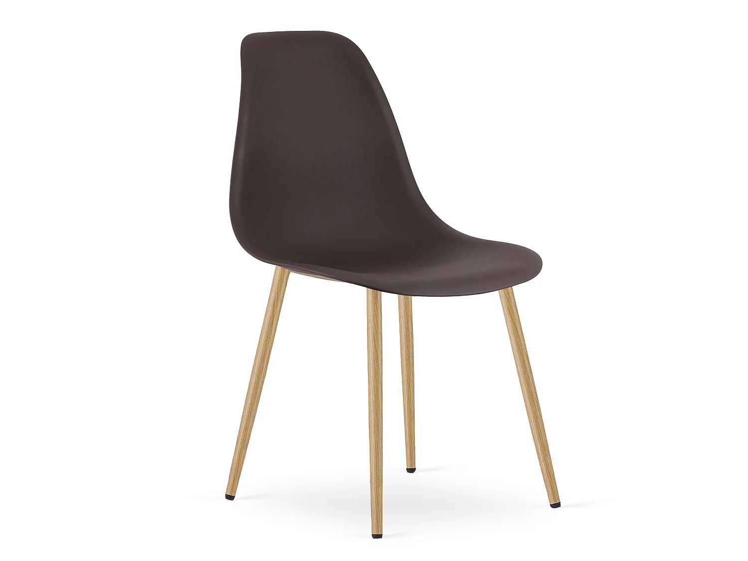 Chaise de salle à manger et cuisine WAT, café, pieds naturels, lot de 4
