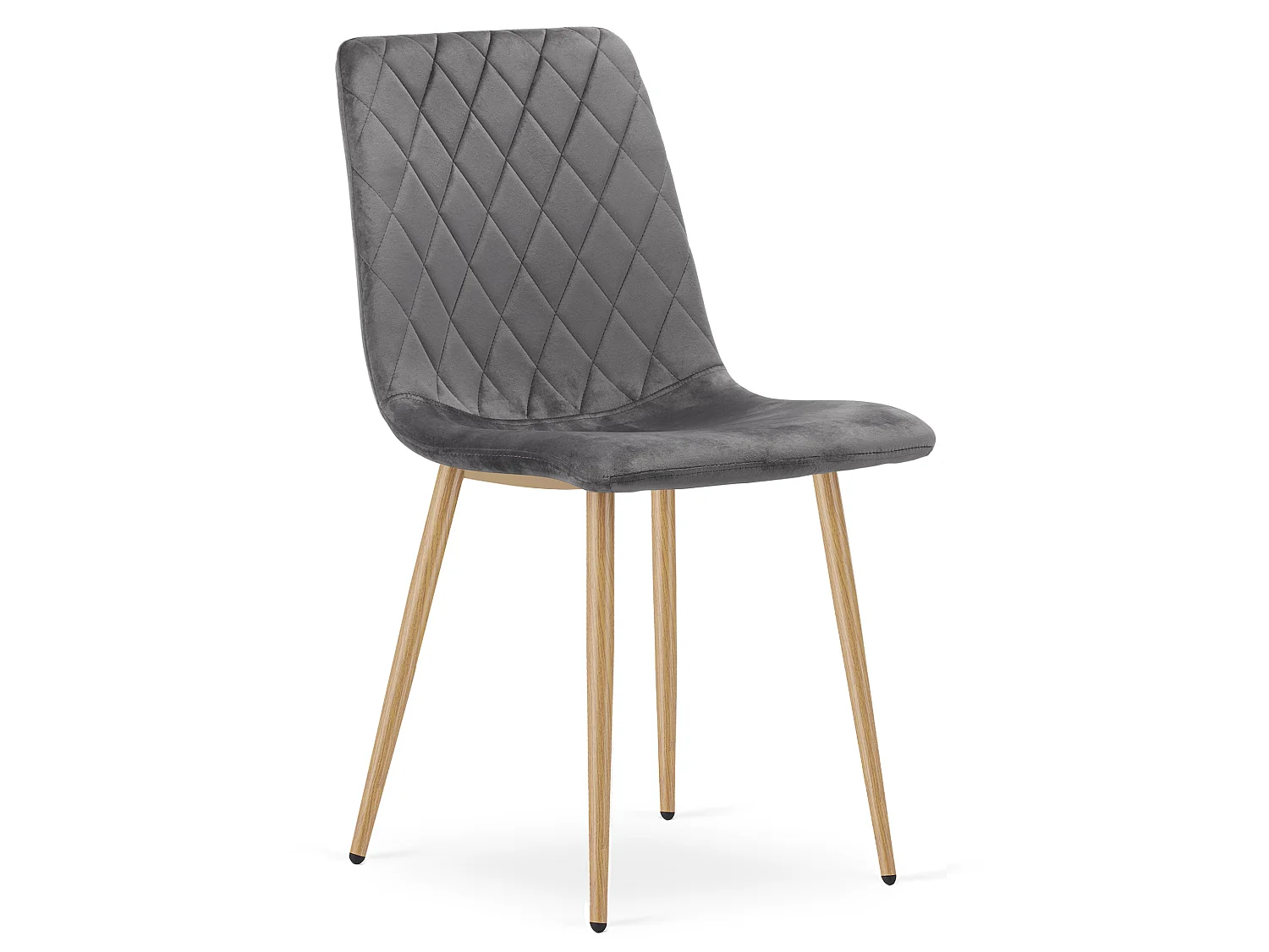 Eetkamerstoel TURIN fluweel donkergrijs houtkleurige poten 4x 87,5x44,5x53 cm