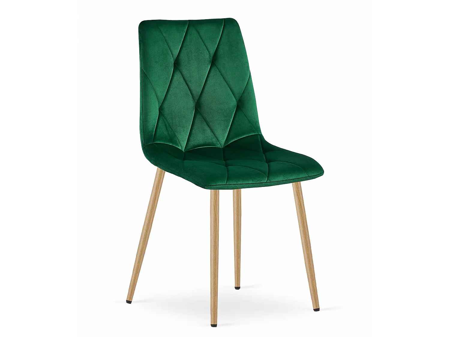 Eetkamerstoel LIBRA fluweel donkergroen houtkleur 86,5x45x54 cm