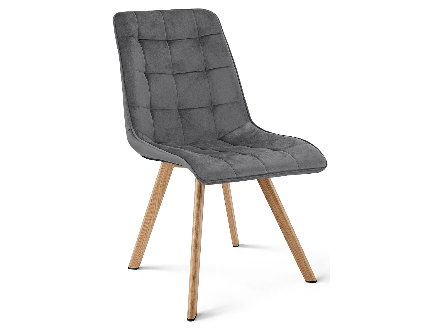 Eetkamerstoel CIEZA fluweel donkergrijs eiken 4x 49x60x87 cm