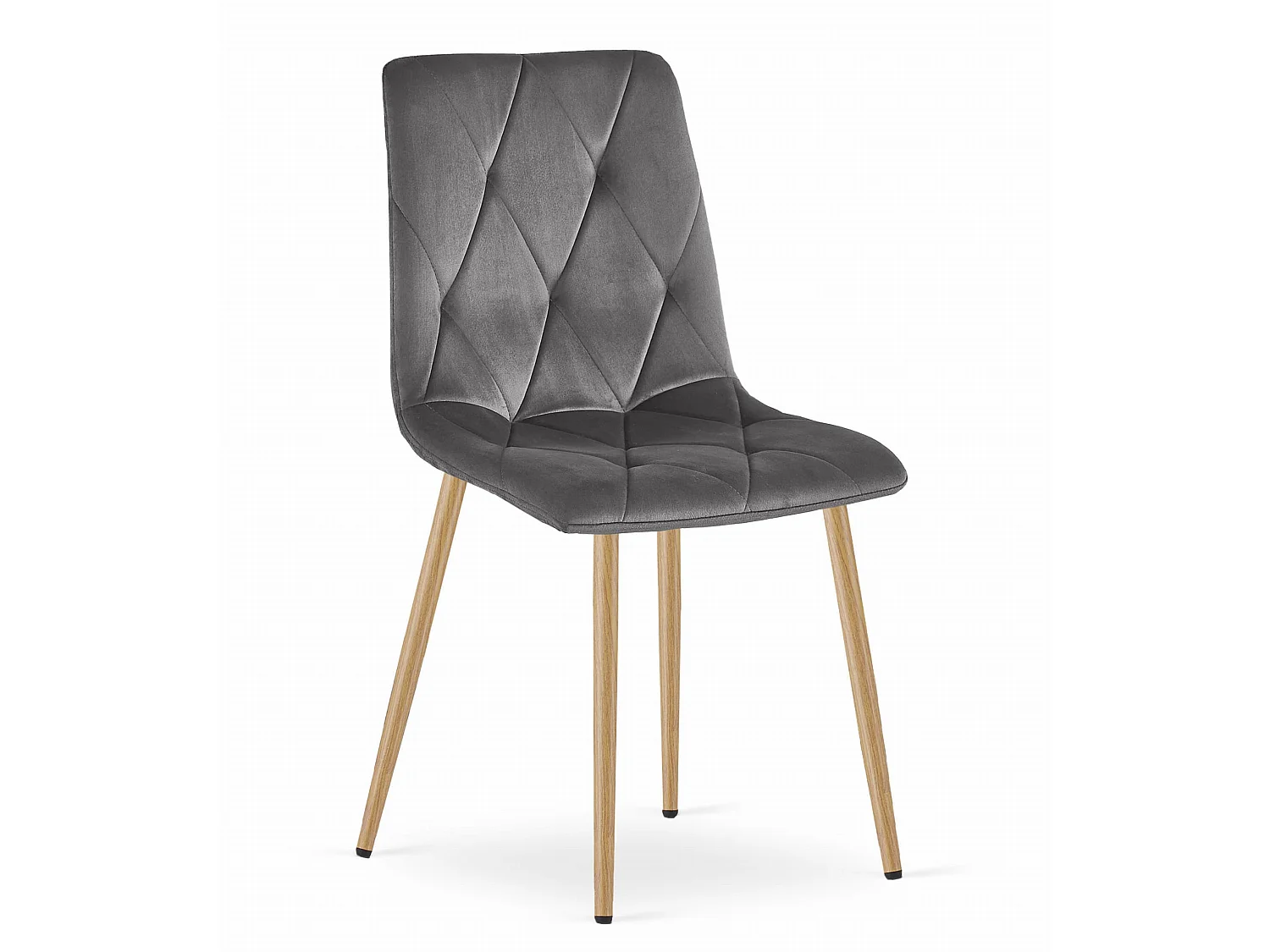 Chaise de salle à manger et cuisine LIBRA velours gris foncé pieds couleur bois x 4