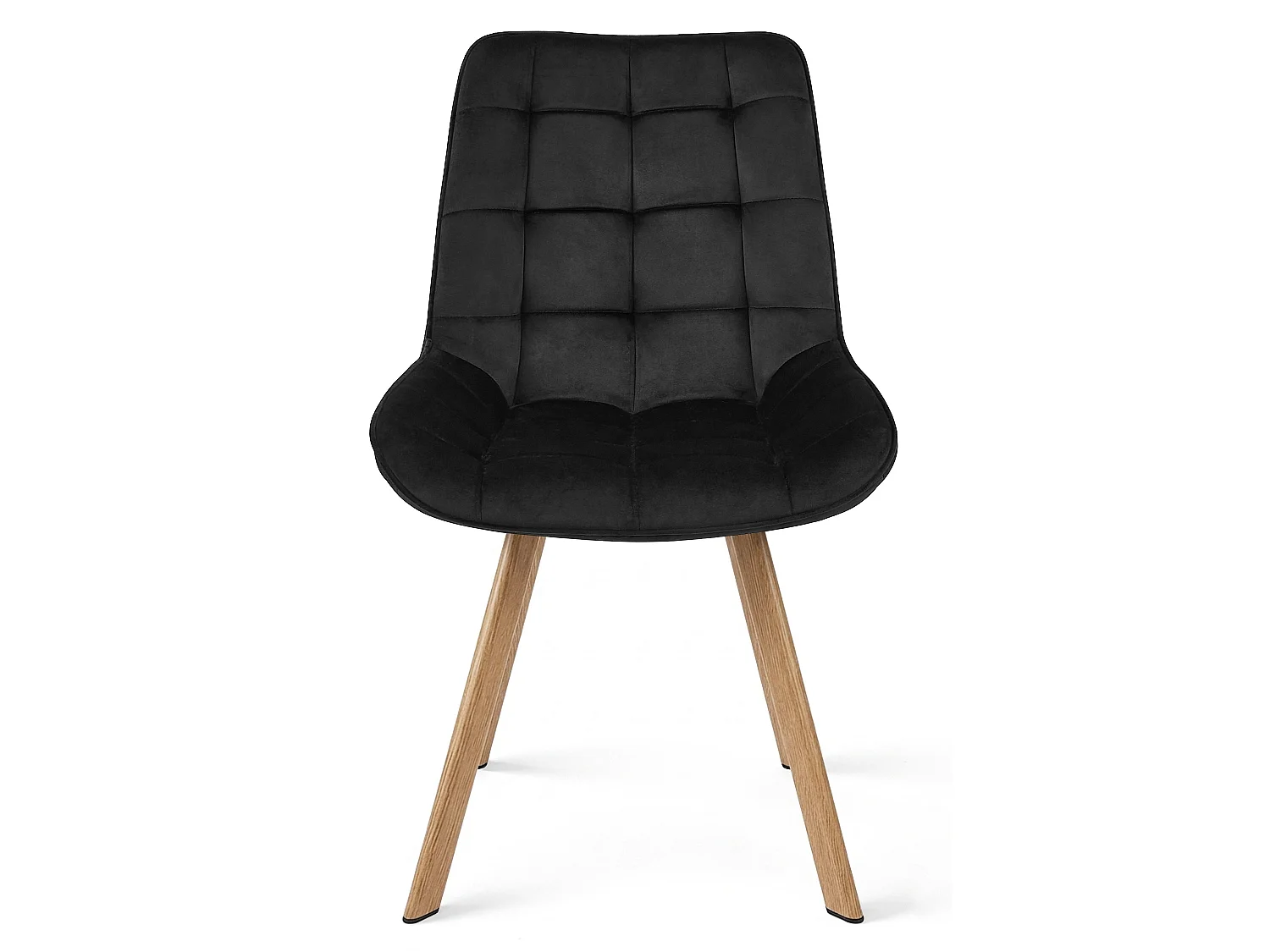 Chaise de salle à manger et cuisine SORIA en velours noir, pieds chêne, 2 pièces