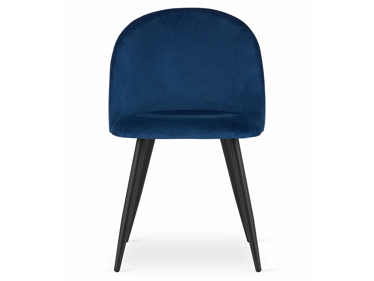 Chaise de salle à manger BELLO en velours bleu marine, pieds noirs 76,5 cm