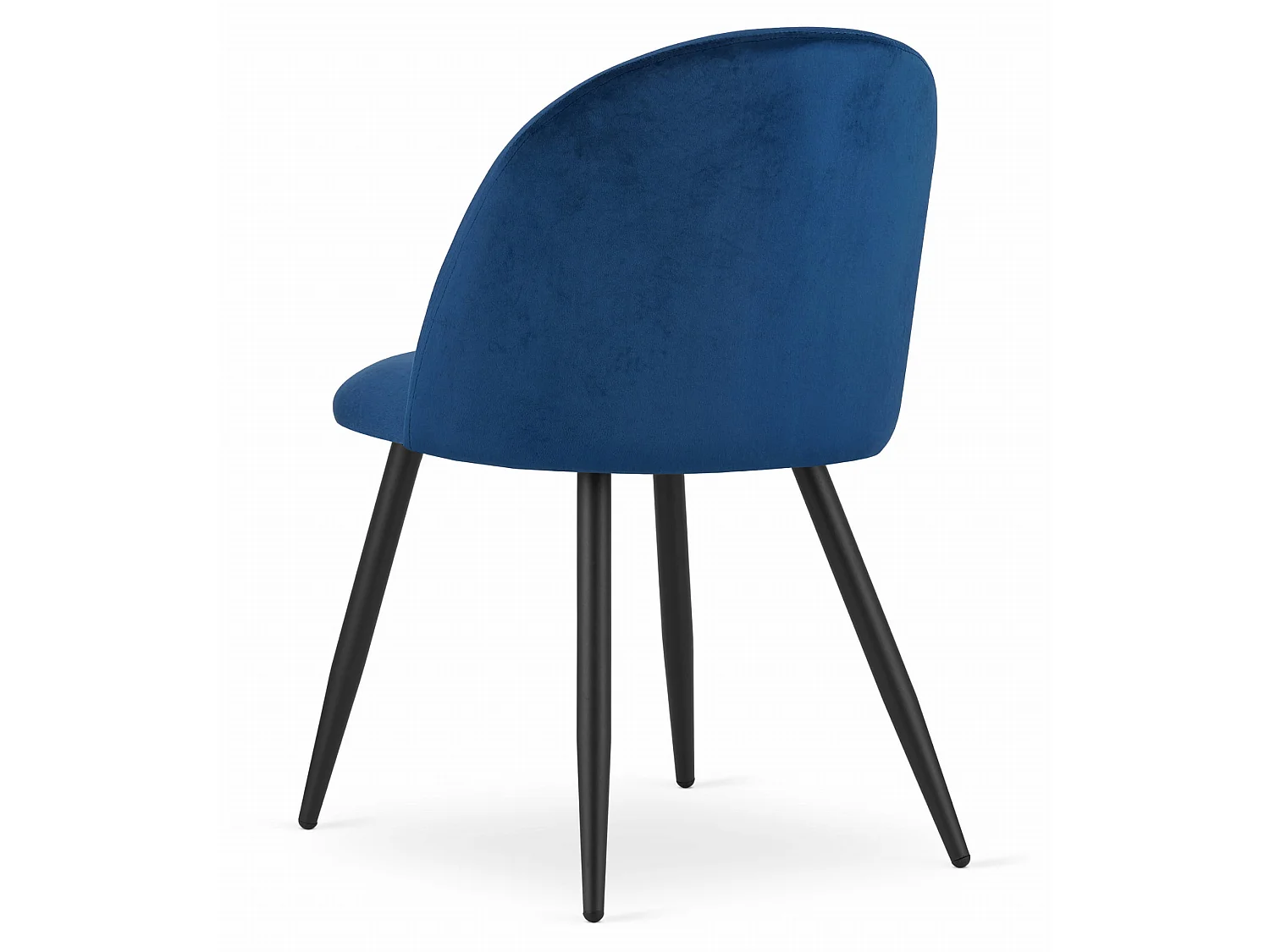 Chaise de salle à manger BELLO en velours bleu marine, pieds noirs 76,5 cm