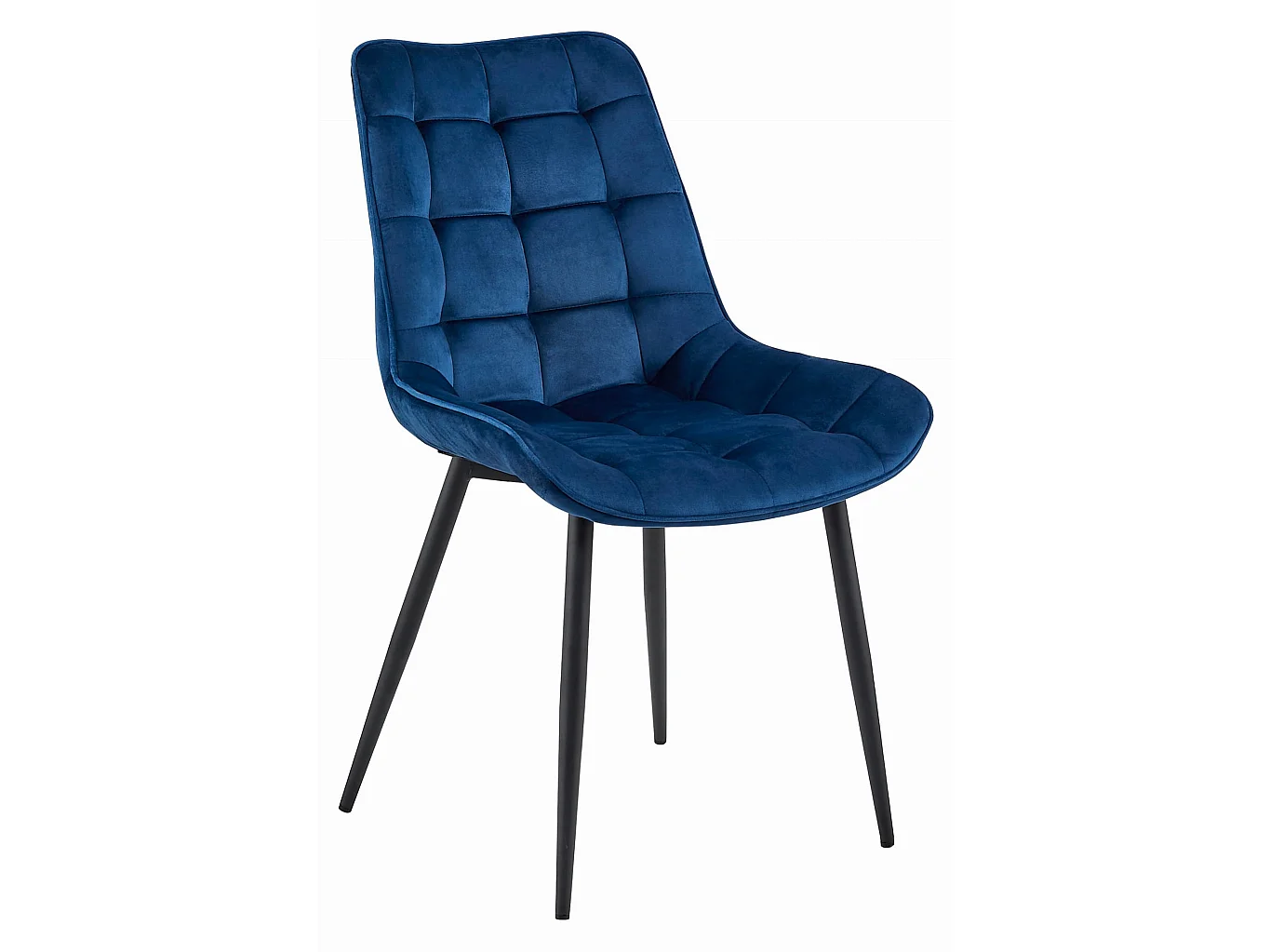 Chaise de salle à manger et cuisine design velours bleu marine pieds noirs x 3