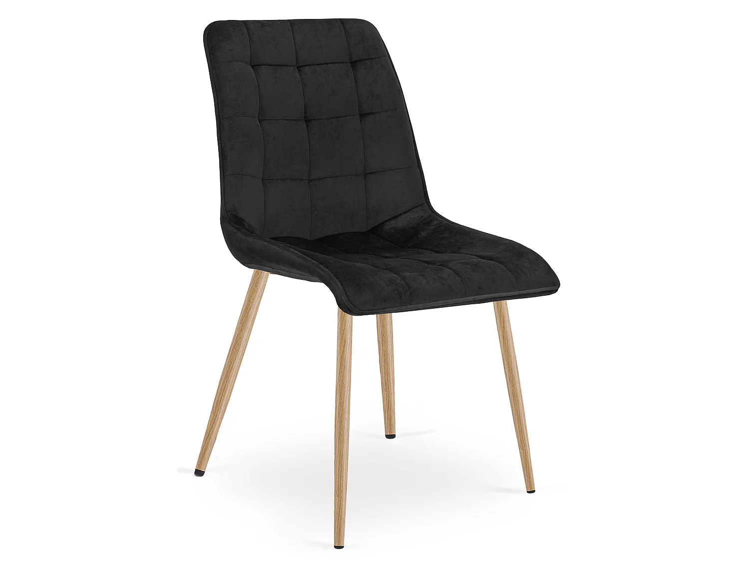 Chaise de salle à manger et cuisine SPLIT en velours noir, pieds chêne x 4