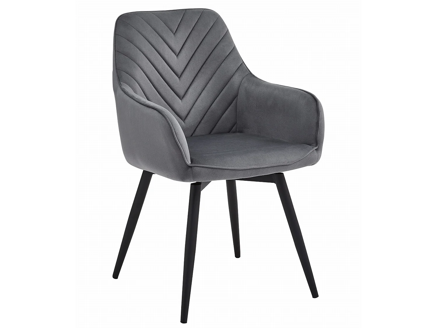 Chaise de salle à manger pivotante en velours gris foncé pieds noirs 56x61x83,5 cm